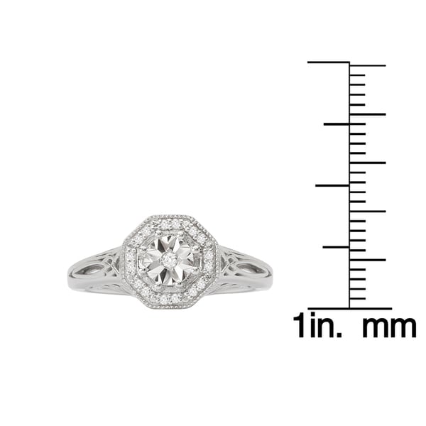 Sterling Silver with 14k 1 and 10ct Diamond Vintage Ring
