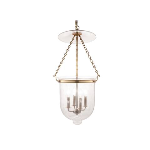 Hudson Valley Hampton 4-light Pendant, Aged Brass / Star Cut