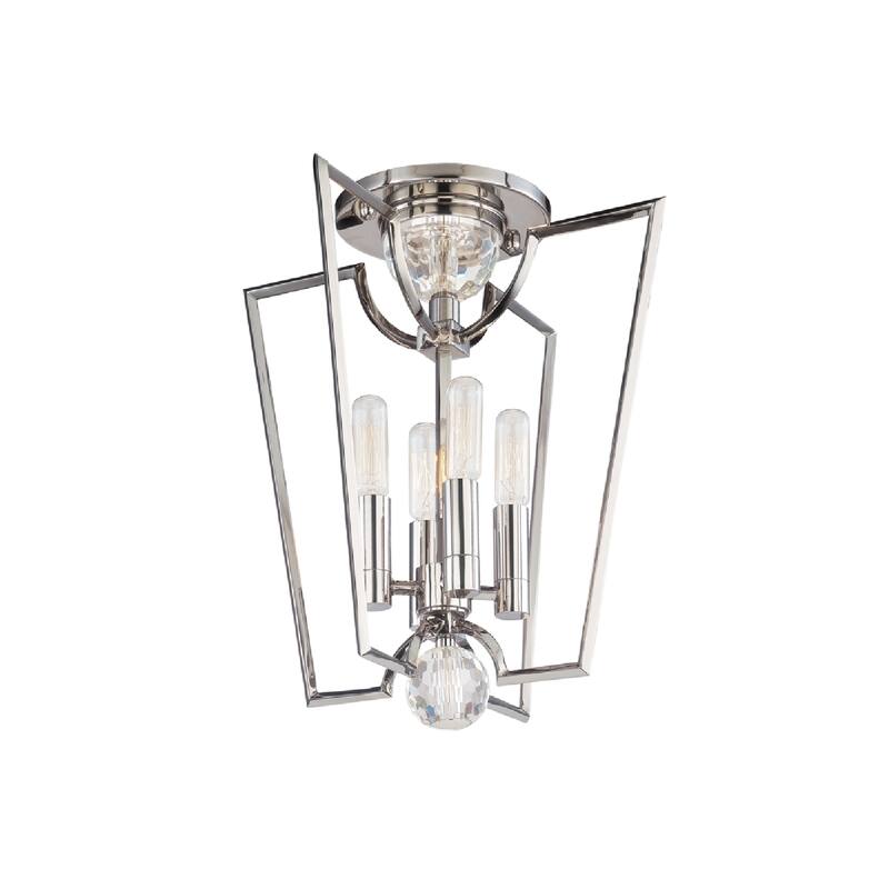 Hudson Valley Waterloo 4-light Semi Flush, Polished Nickel
