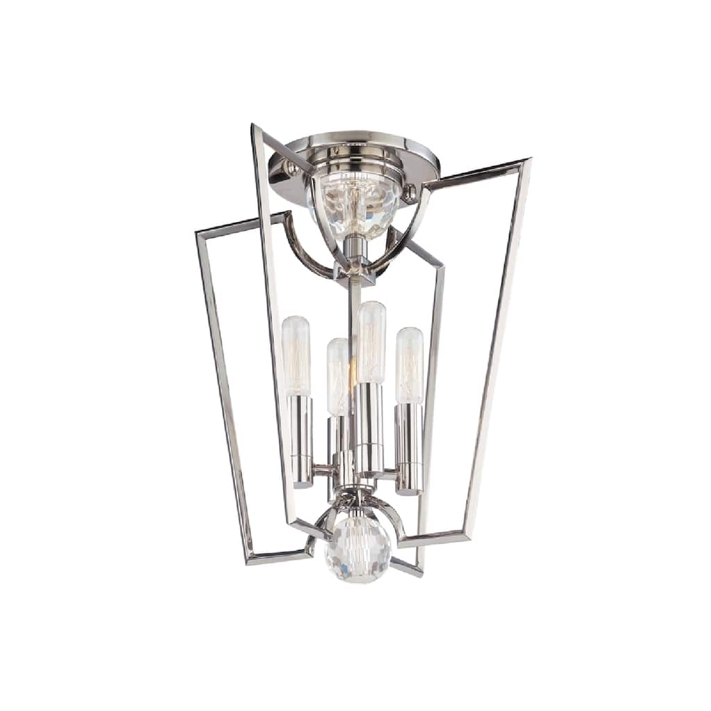 Hudson Valley Waterloo 4-light Semi Flush, Polished Nickel