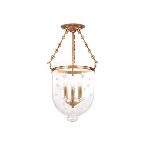 Hudson Valley Hampton 3-light 21 inch Semi Flush, Brass / Star Cut