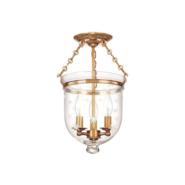 slide 1 of 1, Hudson Valley Hampton 3-light 15 inch Semi Flush, Brass / Star Cut