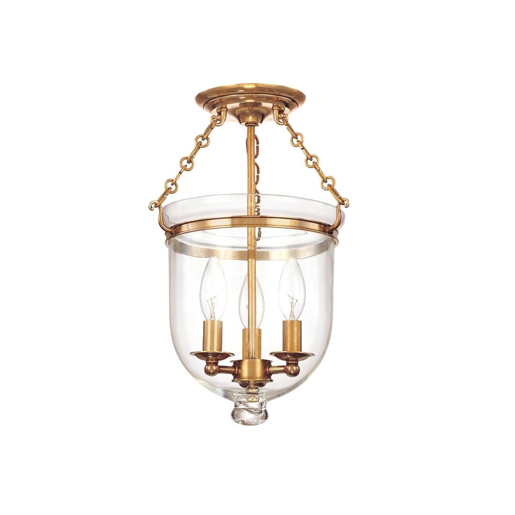 Hudson Valley Hampton 3-light 15 inch Semi Flush, Brass