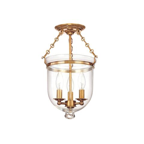 Hudson Valley Hampton 3-light 15 inch Semi Flush, Brass