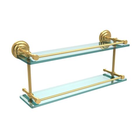 Que New 22-inch Double Glass Shelf with Gallery Rail