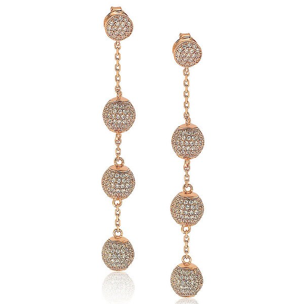 Shop Suzy Levian Sterling Silver Cubic Zirconia Ball Drop Earrings