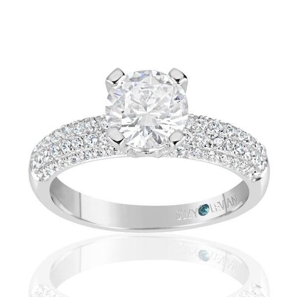 Suzy Levian Bridal Pave Cubic Zirconia Sterling Silver Engagement Ring
