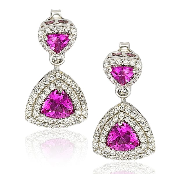 Unique Royal Jewelry 925 Solid Sterling Silver Cubic Zirconia and Simulated Colorful Stones Kite Shape Designer Dangling Drop Post Earrings.