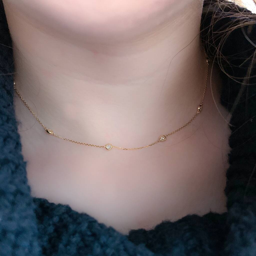 Miadora 14k Yellow Gold 3/4ct TDW Diamond Tin Cup Necklace - White