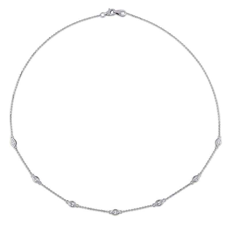 Miadora 14k White Gold 4/5ct TDW Diamond Necklace