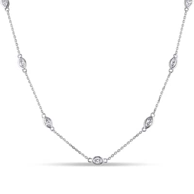 Miadora 14k White Gold 4/5ct TDW Diamond Necklace