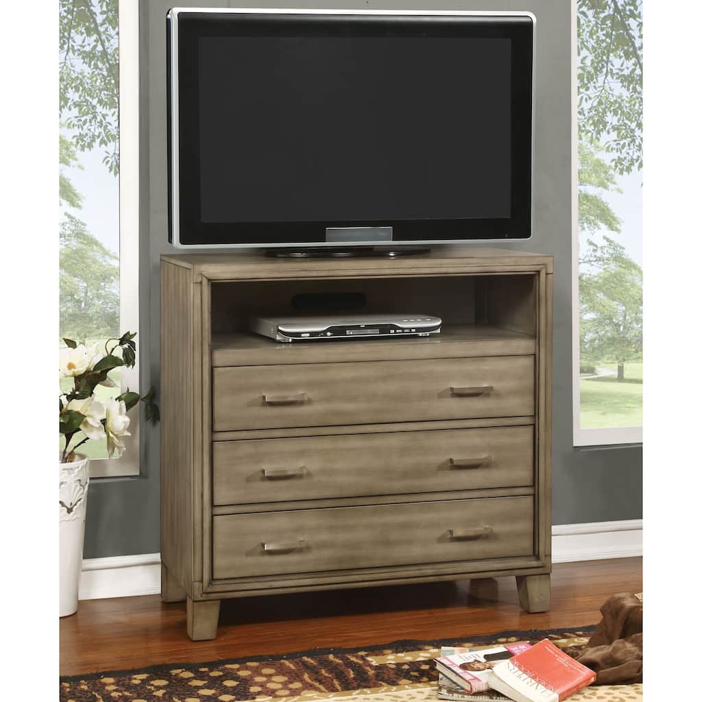 Malt Contemporary Grey 36-inch 3-Drawer Media Chest by Furniture of America