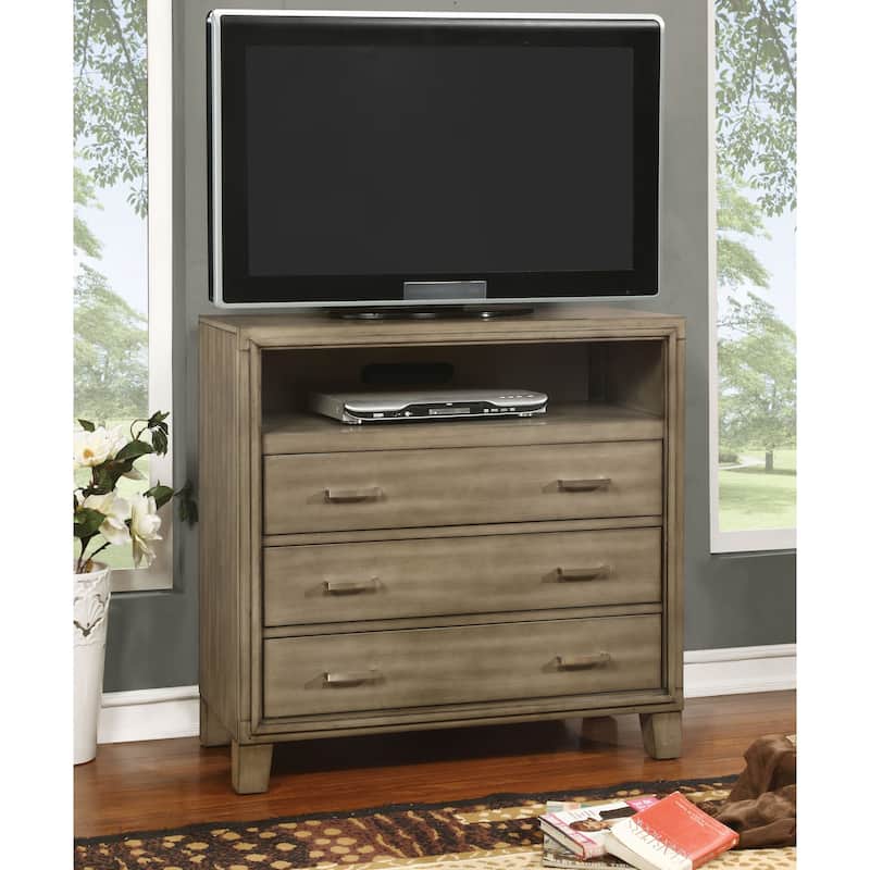 Malt Contemporary Grey 36-inch 3-Drawer Media Chest by Furniture of America