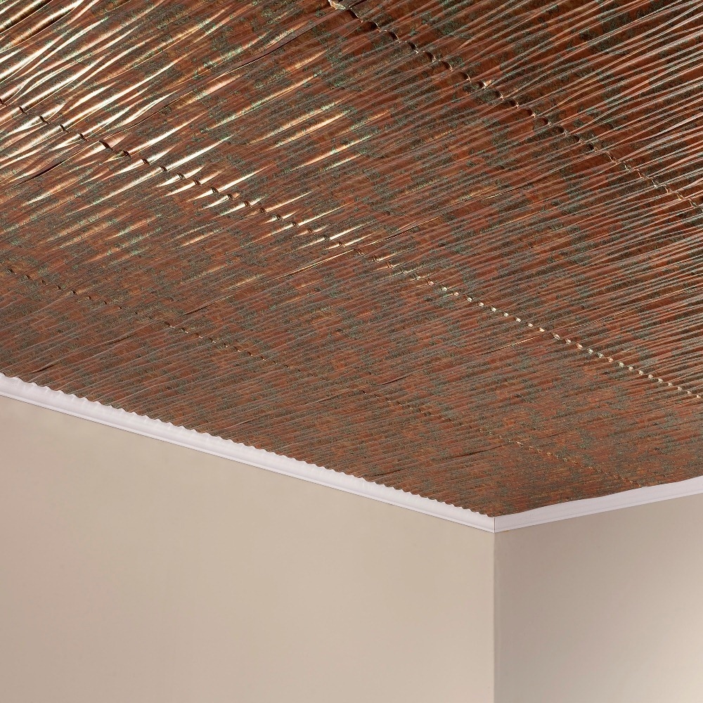 Fasade Dunes Vertical Copper Fantasy 2 Feet X 2 Feet Glue Up Ceiling Tile Overstock 10395597