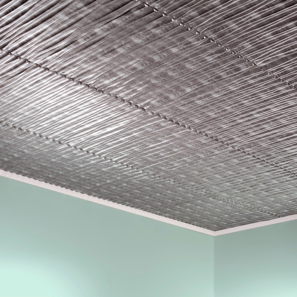 Fasade Dunes Vertical Crosshatch Silver 2 Feet X 2 Feet Glue Up Ceiling Tile Overstock 10395603