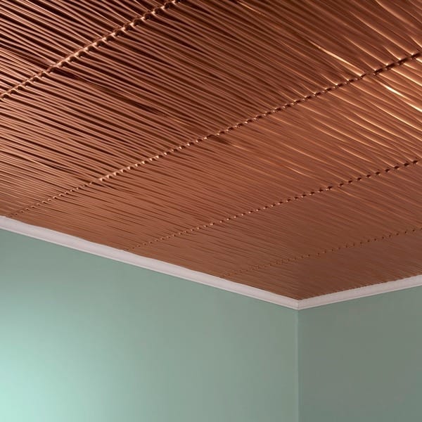 Fasade Dunes Vertical Polished Copper 2 Feet X 2 Feet Glue Up Ceiling Tile Overstock 10395604