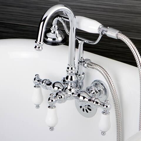 Bathtub Wall-Mount Claw Foot Tub Filler with Handshower in Polished Chrome