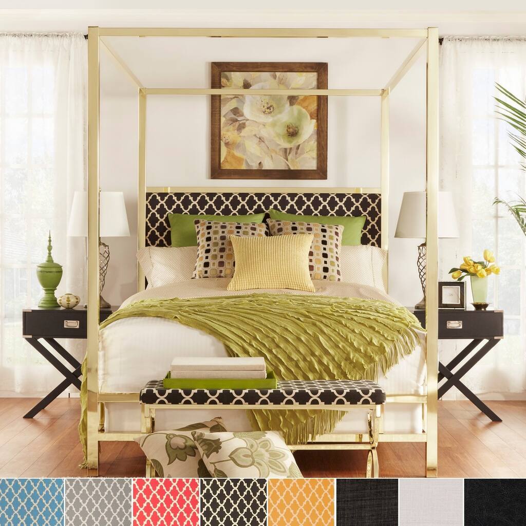 Solivita King-size Canopy Gold Metal Poster Bed by iNSPIRE Q Bold