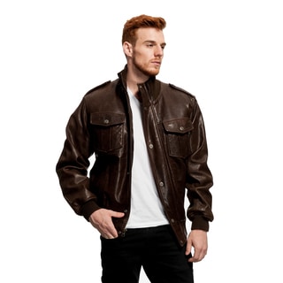 Amerileather Men&39s Distressed Brown Leather Bomber Jacket - Free