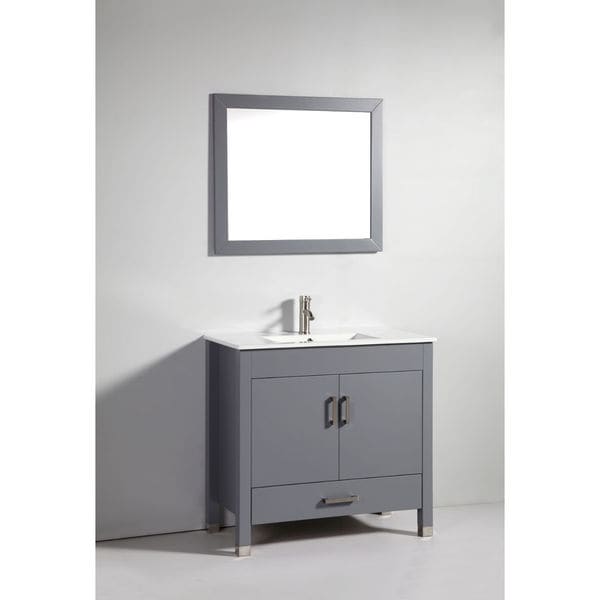 Legion Furniture 36 inch Dark Grey Solid Wood Single Sink Vanity Set