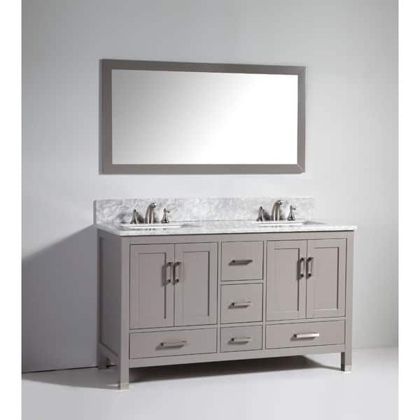 Legion Furniture 60-inch Light Grey Solid Wood Double Sink Vanity Set ...