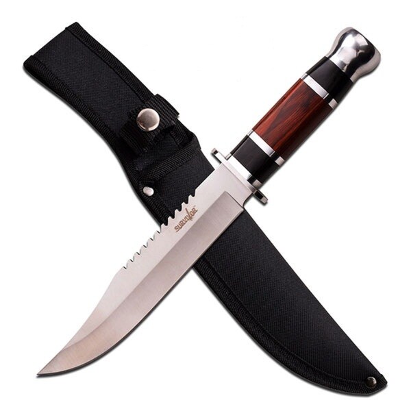 Survivor Fixed Blade Knife with Wood Handle