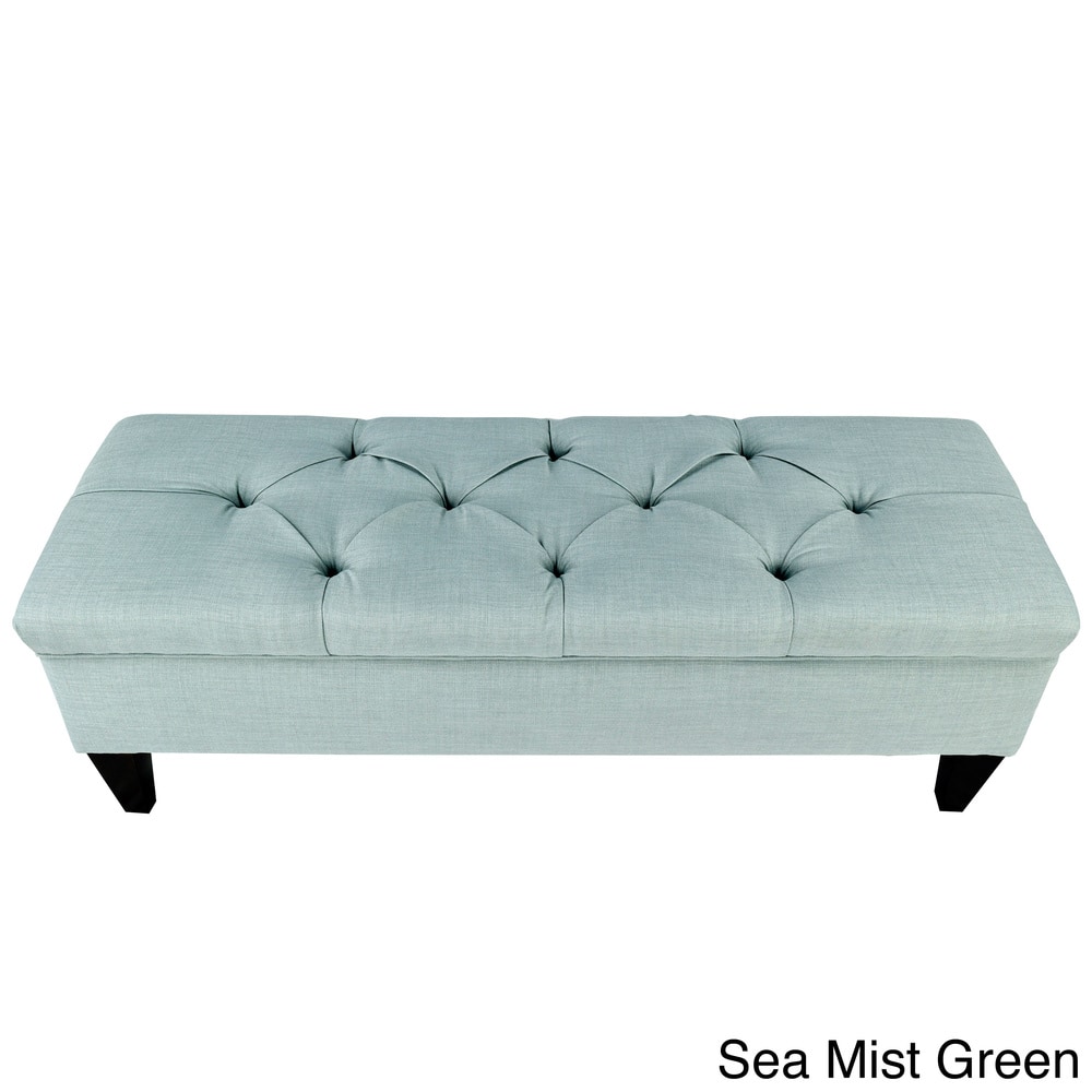 Brooke Diamond Tufted Upholstered Long Storage Bench Ottoman