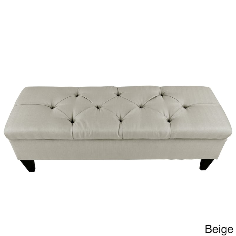 Brooke Diamond Tufted Upholstered Long Storage Bench Ottoman - Beige