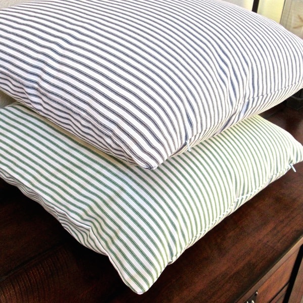 Handmade 16/" pillow COVER black and white ticking stripe