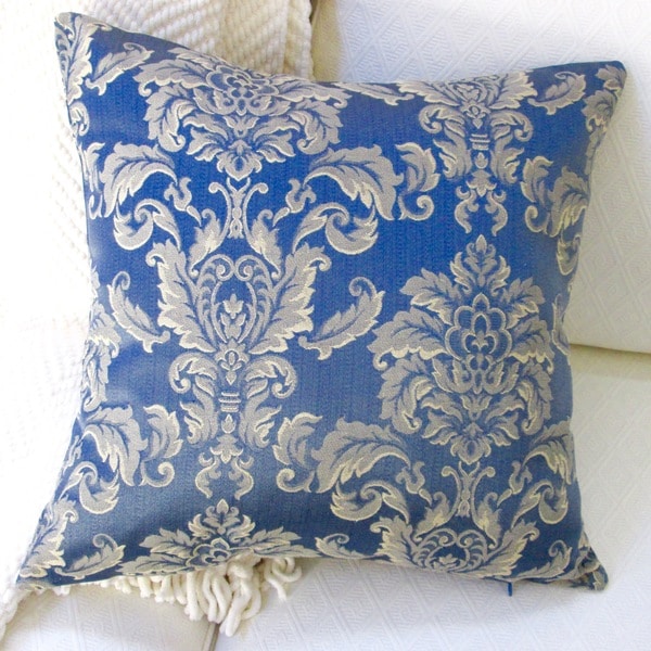Pillows Indoor 20 Inch Morante In Bermuda Royal Blue Pillows Indoor 20 Inch Morante In Bermuda Royal Blue European Damask Modern Accent Throw