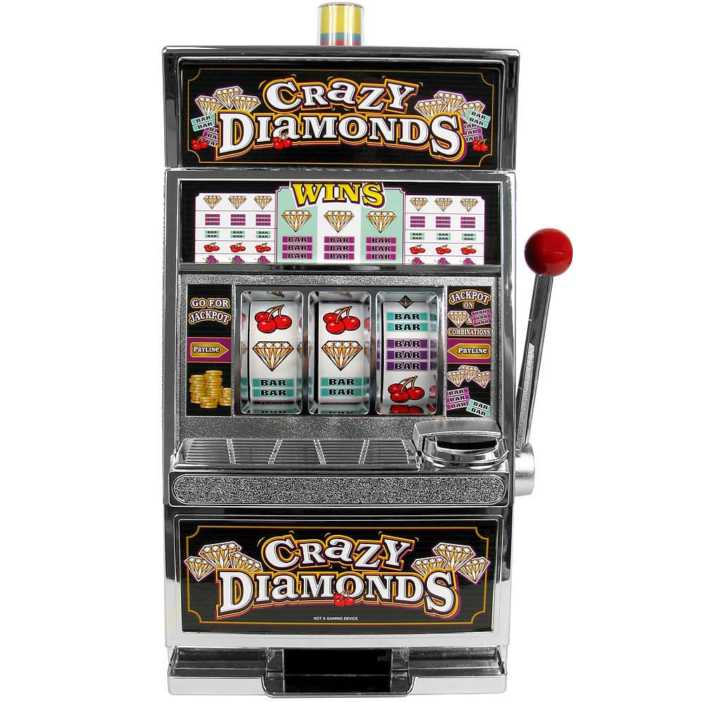 Crazy Diamonds Slot Machine Bank with 100 Tokens by Trademark Poker
