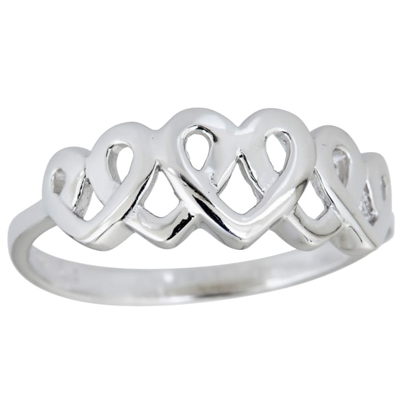 Sterling Silver 5 Interlocking Heart RIng   Shopping   Top