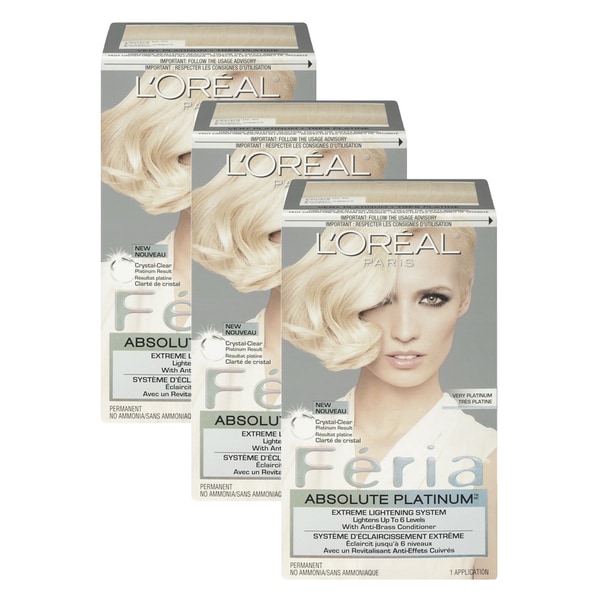 Shop L Oreal Paris Feria Hair Color Absolute Platinum Pack Of 3