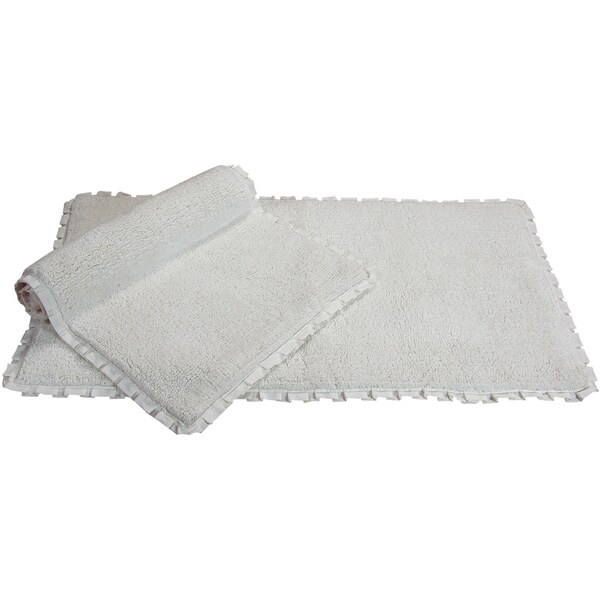 Verona Pleat Edge 2-piece Bath Rug Set - includes BONUS step out mat