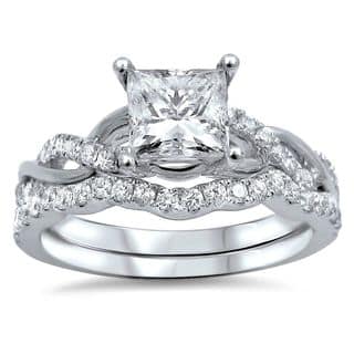 noori 14k white gold 1ct tdw princess cut clarity enhanced diamond bridal ring set - Princess Cut Diamond Wedding Ring noori 14k white gold 1ct tdw princess cut clarity enhanced diamond bridal ring set - Princess Cut Diamond Wedding Ring