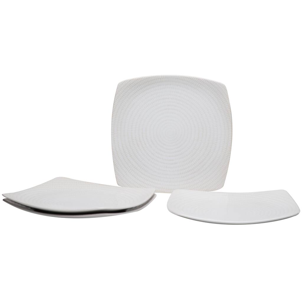 White Rice Square Dinner Plate 10" (Set of 4)