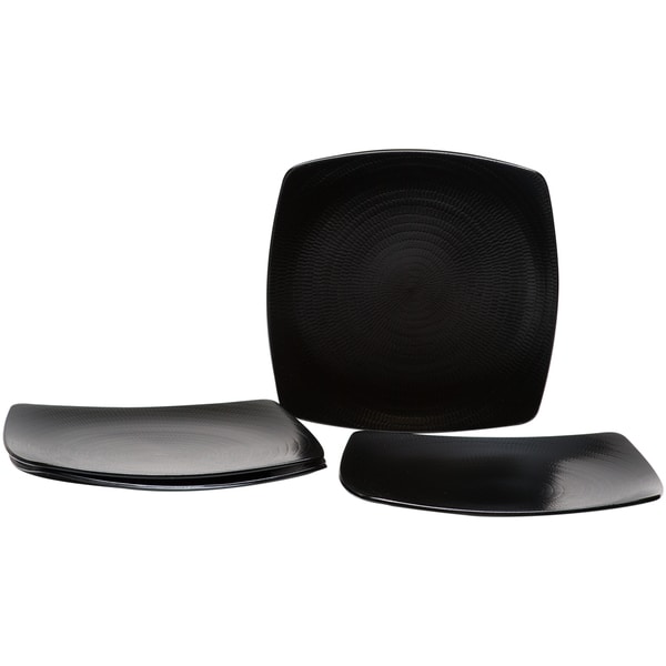Black Rice 10-inch Square Dinner Plate (Set of 4)