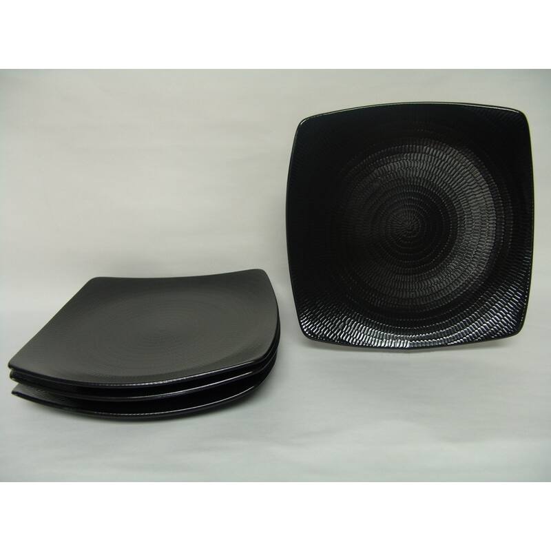 Black Rice Square Dinner Plate 10" (Set of 4)