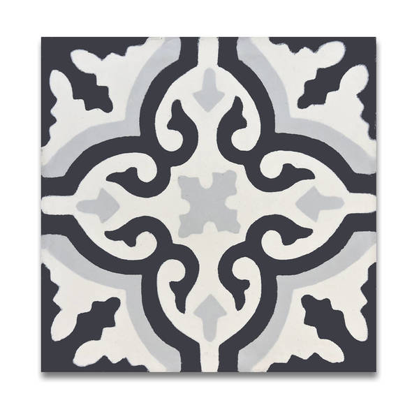 Argana in Black and Grey Handmade 8x8-in Moroccan Tile (Pack 12)