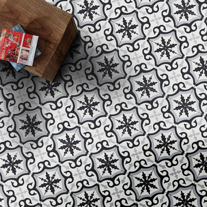 Handmade Argana Black/Grey Tile, Pack of 12 (Morocco)