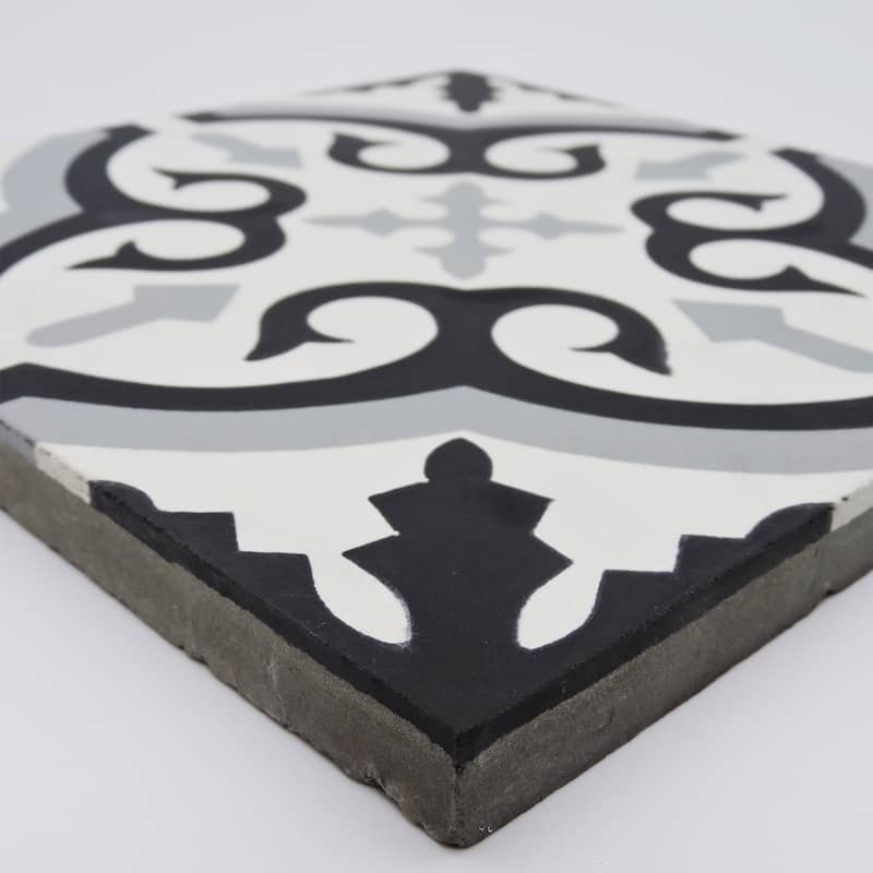 Handmade Argana Black/Grey Tile, Pack of 12 (Morocco)