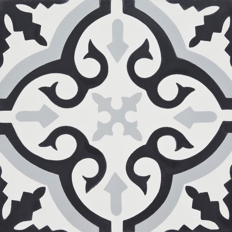 Handmade Argana Black/Grey Tile, Pack of 12 (Morocco)