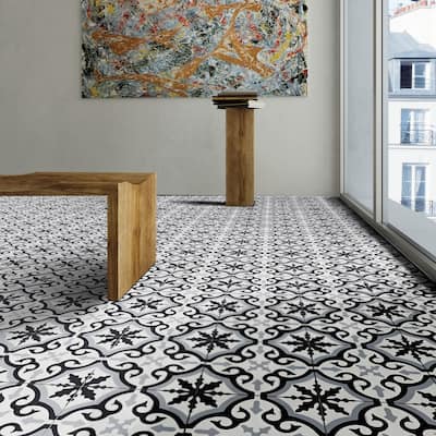 Handmade Argana Black/Grey Tile, Pack of 12 (Morocco)