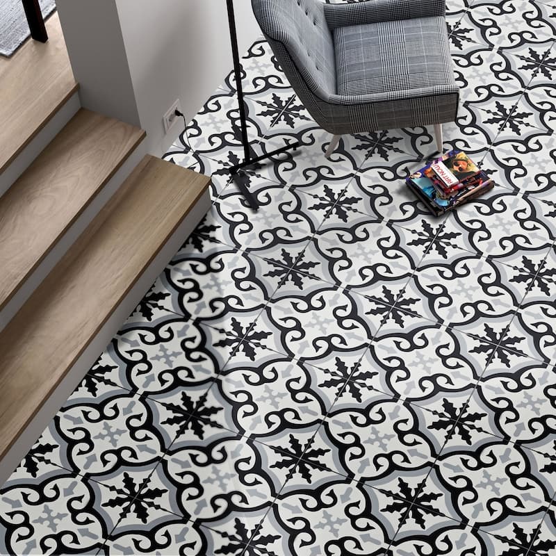 Handmade Argana Black/Grey Tile, Pack of 12 (Morocco)