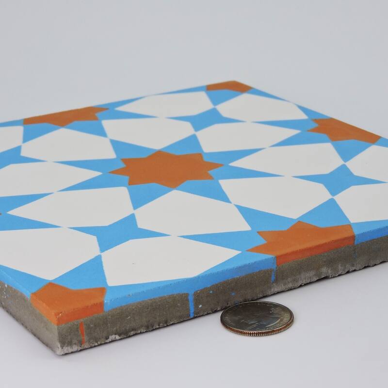 Handmade Medina in Blue and Orange Tile, Pack of 12 (Morocco)