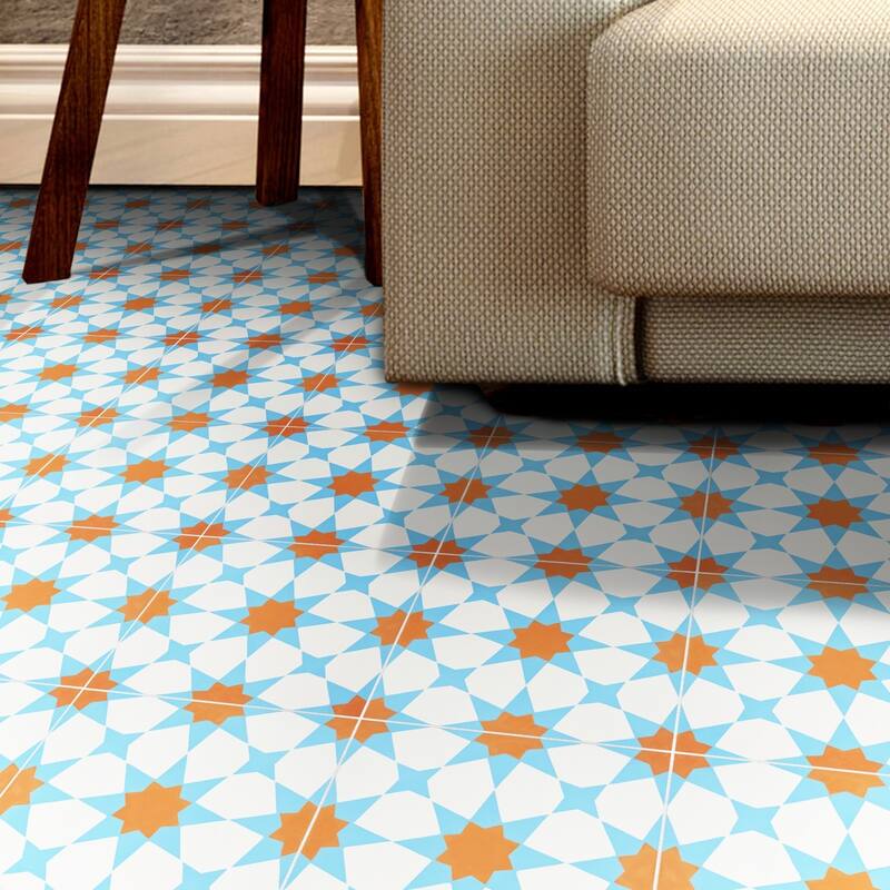 Handmade Medina in Blue and Orange Tile, Pack of 12 (Morocco)