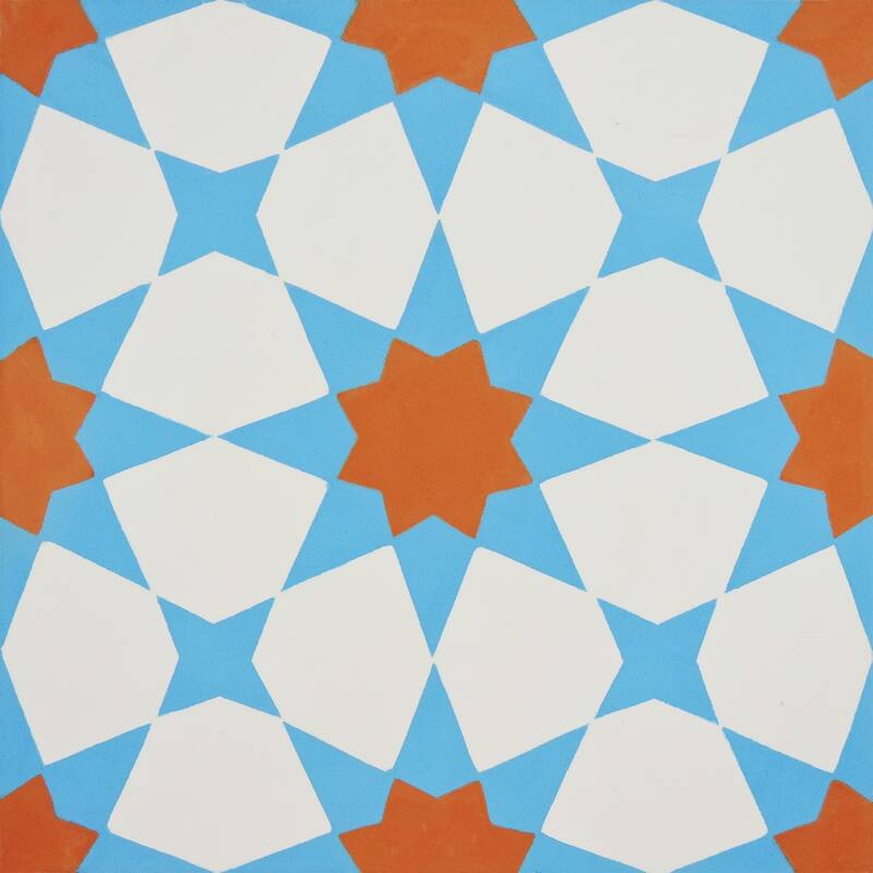 Handmade Medina in Blue and Orange Tile, Pack of 12 (Morocco)