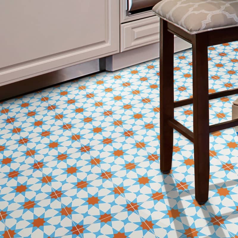 Handmade Medina in Blue and Orange Tile, Pack of 12 (Morocco)