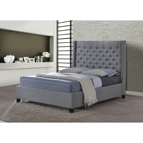 LuXeo Huntington King Tufted Grey Fabric Upholstered Bed
