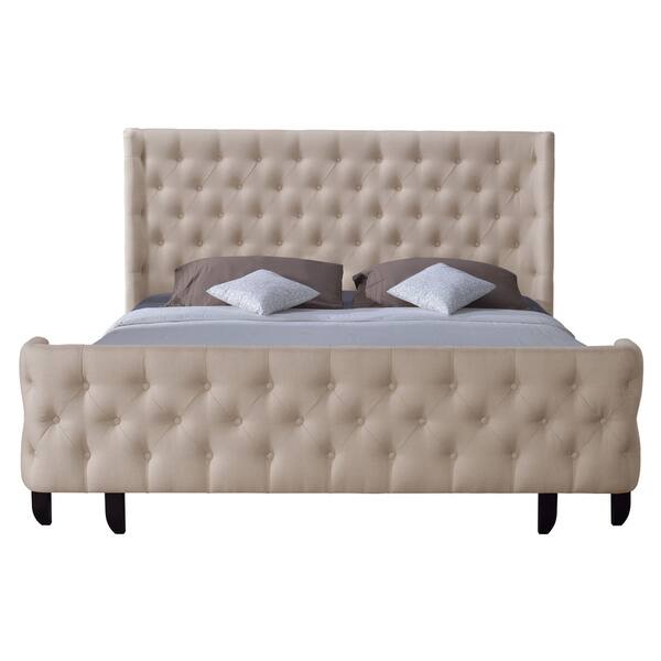 LuXeo Malibu King Size Tufted Palazzo Mist Khaki Fabric Upholstered Bed -  Bed Bath & Beyond - 10398661